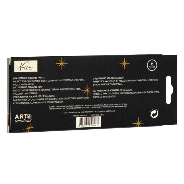 Set 6 acuarele si pensula Creative Craft, diverse culori