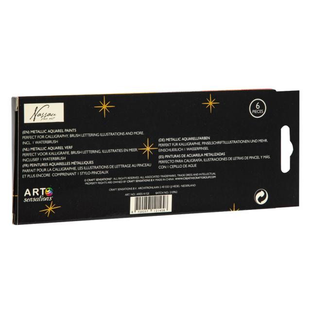 Set 6 acuarele si pensula Creative Craft, diverse culori