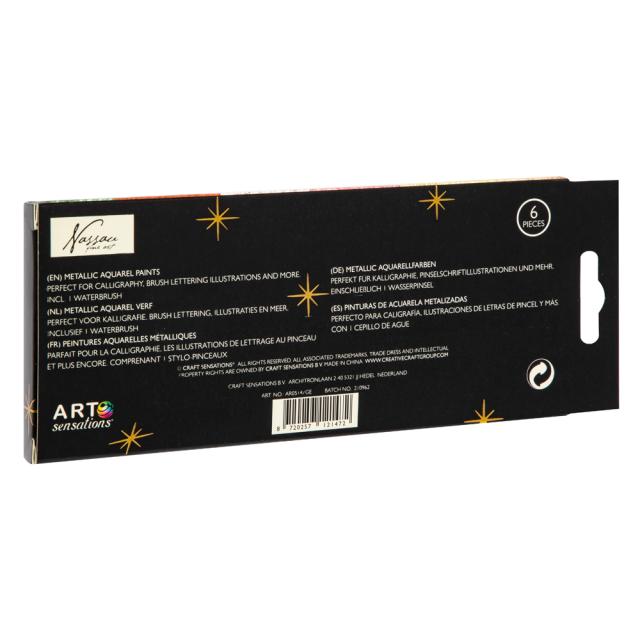 Set 6 acuarele si pensula Creative Craft, diverse culori