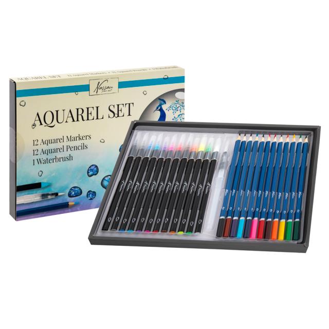 Set 25 piese Creative Craft, acuarele, markere, creioane si pensula