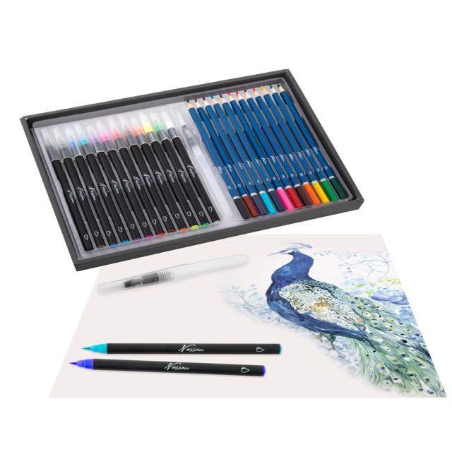 Set 25 piese Creative Craft, acuarele, markere, creioane si pensula