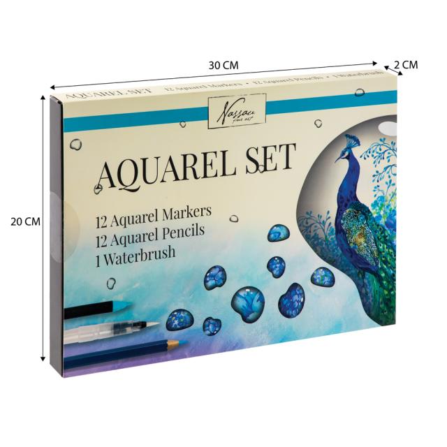 Set 25 piese Creative Craft, acuarele, markere, creioane si pensula