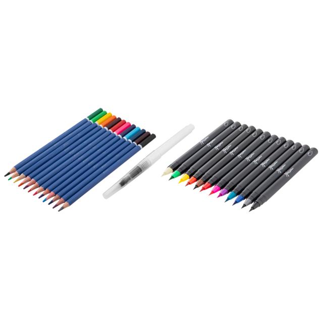 Set 25 piese Creative Craft, acuarele, markere, creioane si pensula