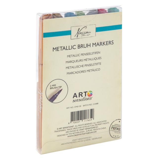 Set 7 markere Creative Craft, culori metalice cu varf tip pensula