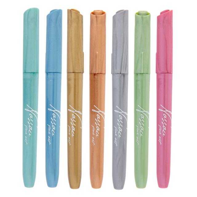 Set 7 markere Creative Craft, culori metalice cu varf tip pensula