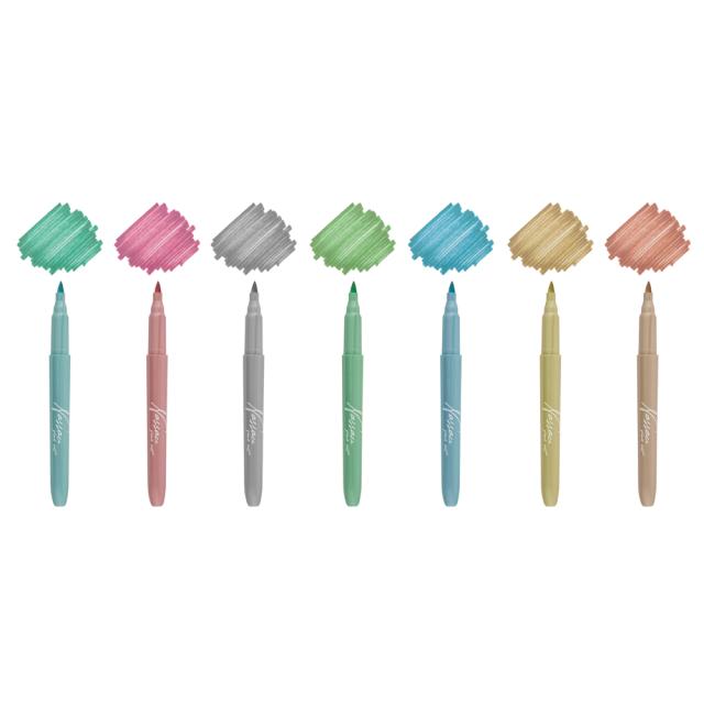 Set 7 markere Creative Craft, culori metalice cu varf tip pensula