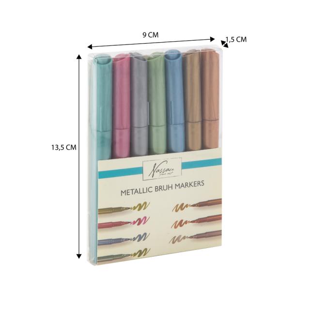 Set 7 markere Creative Craft, culori metalice cu varf tip pensula
