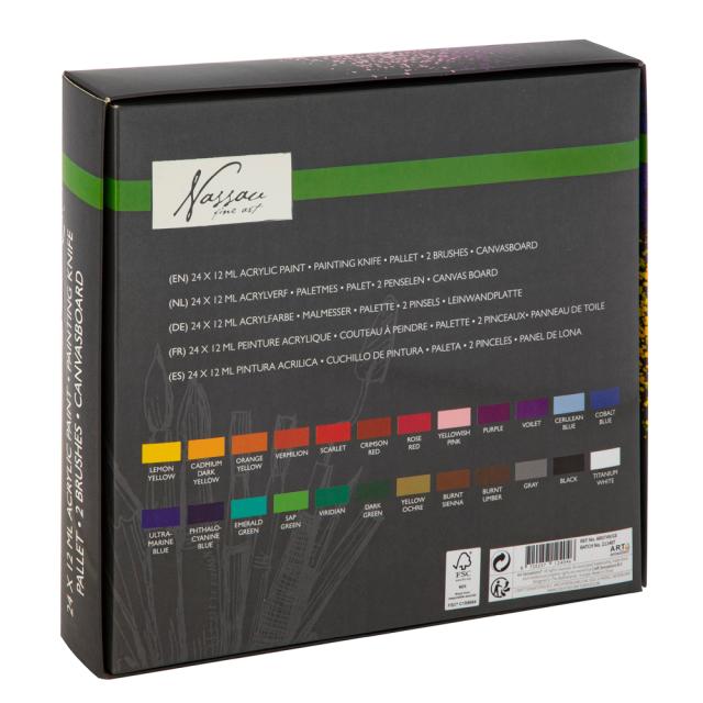Set culori acrilice Creative Craft, 24 culori, 12 ml