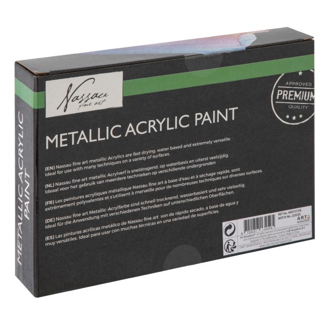 Set culori metalice acrilice Creative Craft, 6 culori, 75 ml