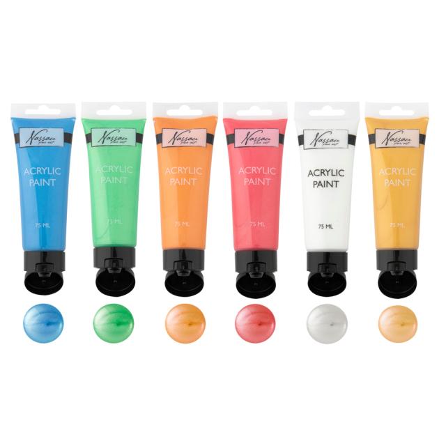 Set culori metalice acrilice Creative Craft, 6 culori, 75 ml