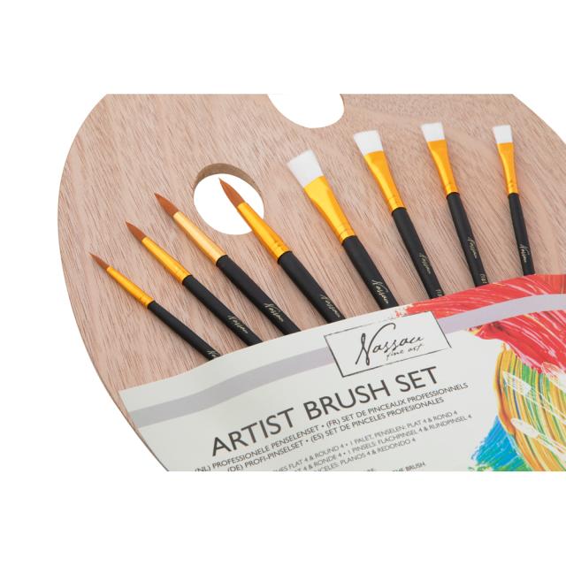 Set 8 pensule Creative Craft, cu paleta din lemn