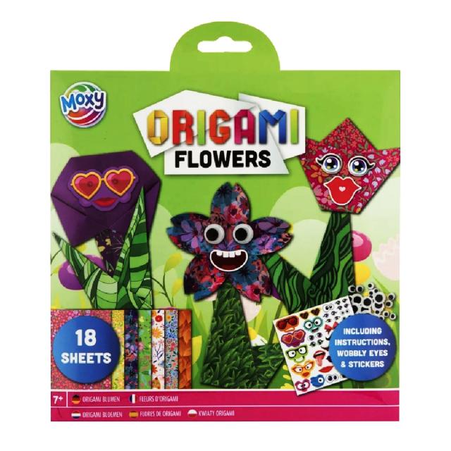 Set origami Creative Craft, 18 file, include stickere, design flori si animale