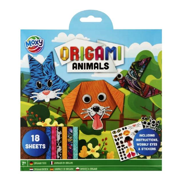 Set origami Creative Craft, 18 file, include stickere, design flori si animale