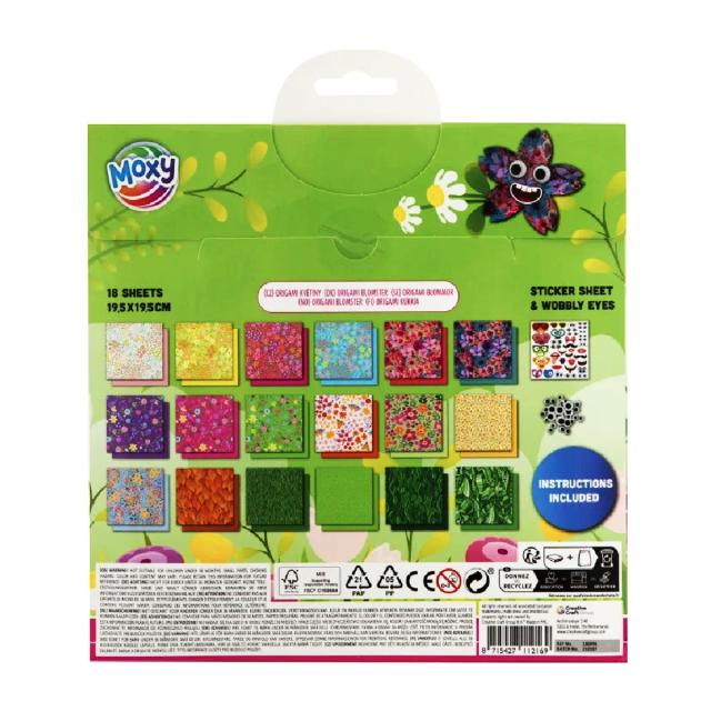 Set origami Creative Craft, 18 file, include stickere, design flori si animale