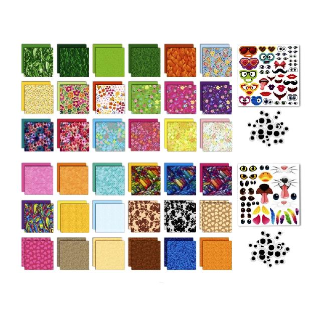 Set origami Creative Craft, 18 file, include stickere, design flori si animale