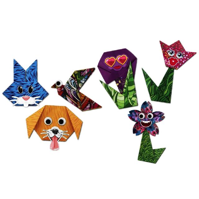 Set origami Creative Craft, 18 file, include stickere, design flori si animale