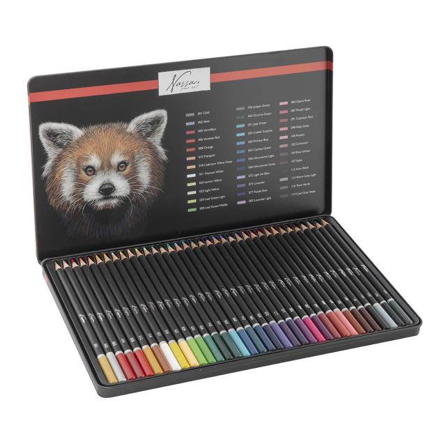 Set 36 creioane colorate Fine Art, in cutie metalica