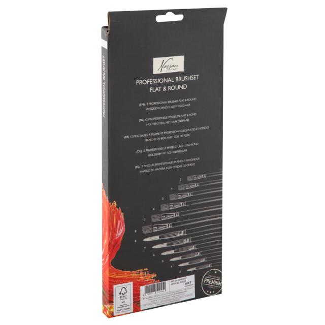 Set Nassau Fine Art, 12 pensule profesionale, diverse dimensiuni
