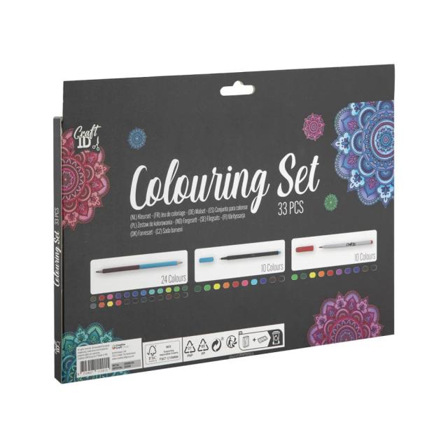 Set creativ Creative Craft, 10 markere, 10 finelinere, 12 creioane colorate