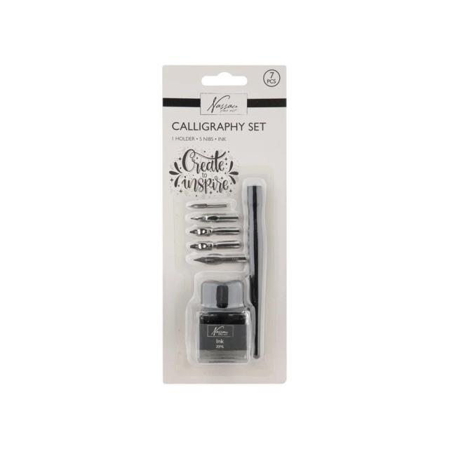 Set caligrafie, Creative Craft, 5 penite, calimara cerneala