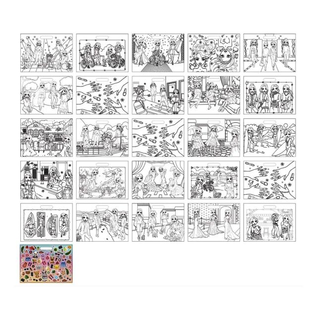Carte de colorat Creative Craft, 26x35 cm, 25 file, fila stickere