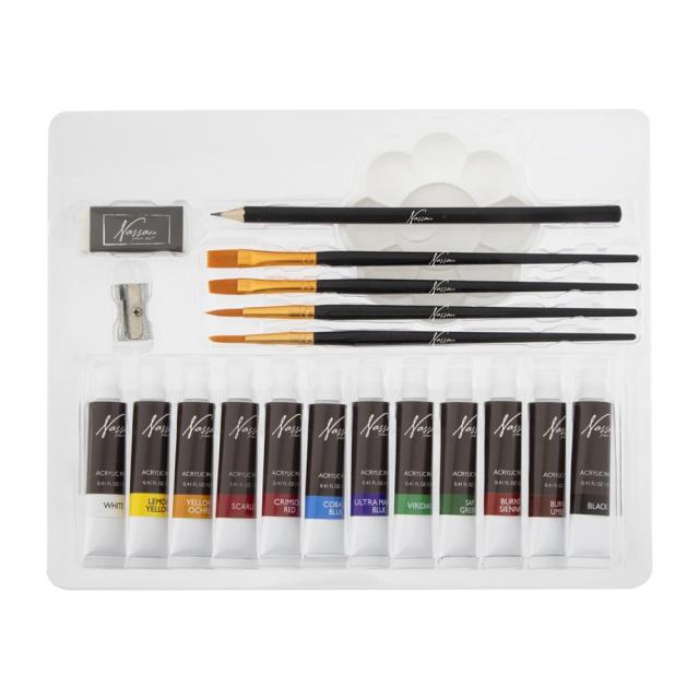 Set pictura Creative Craft, 21 piese, culori acrilice, paleta, creion HB, radiera