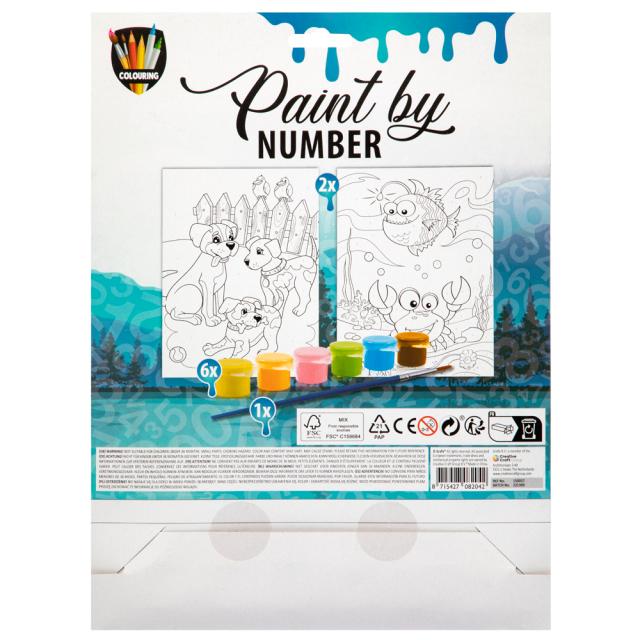Set pictura pe numere Creative Craft, A4, 6 culori, 2 planse, 1 pensula