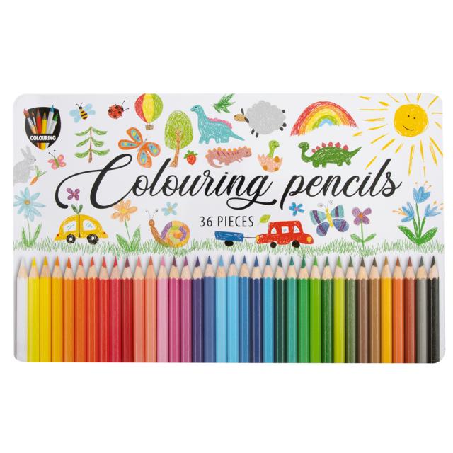 Set 36 creioane colorate Creative Craft, in cutie metalica