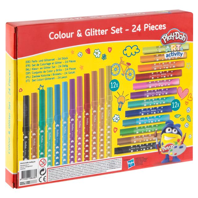 Set Creative Craft, 12 carioci si 12 tuburi de lipici cu sclipici