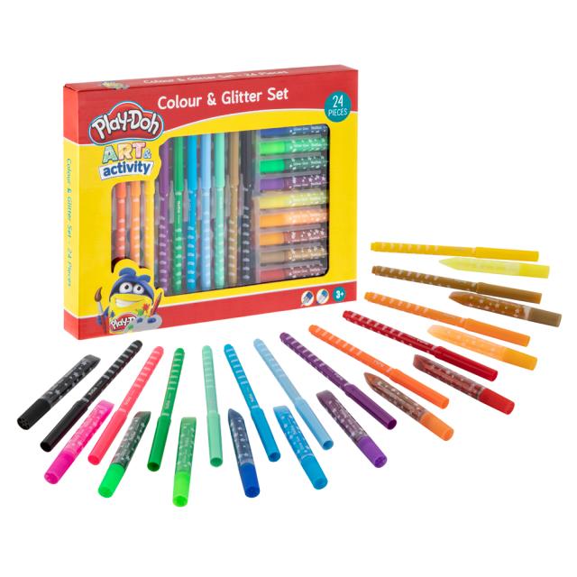 Set Creative Craft, 12 carioci si 12 tuburi de lipici cu sclipici