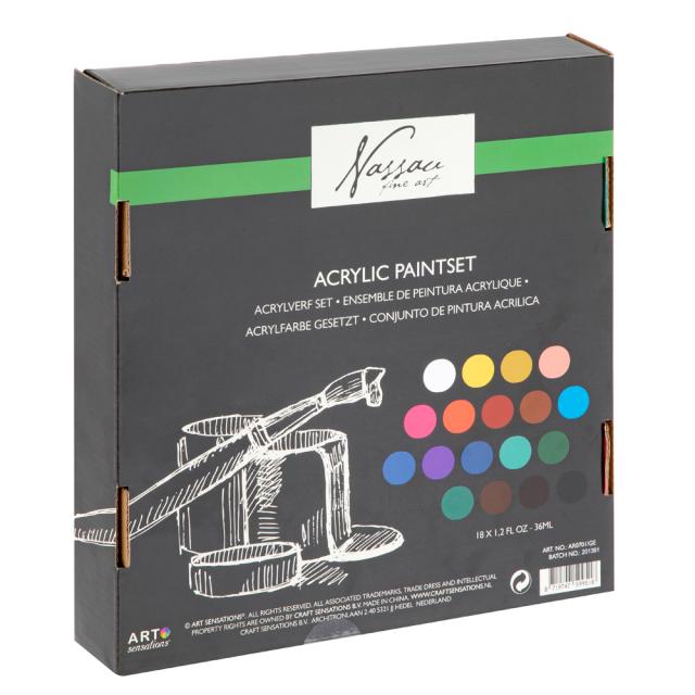 Set culori acrilice Creative Craft Fine Art, 18 culori, 36 ml