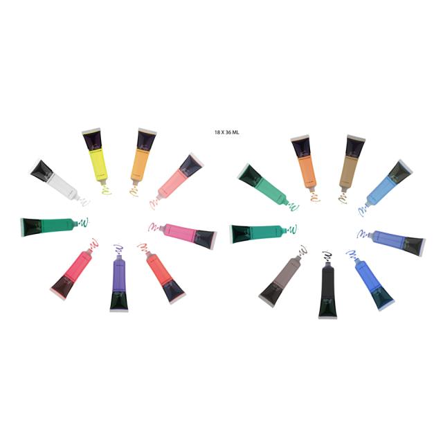 Set culori acrilice Creative Craft Fine Art, 18 culori, 36 ml