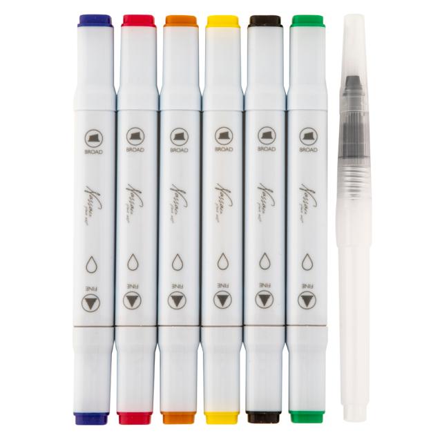 Set 6 markere acuarelabile Creative Craft, pensula cu rezervor