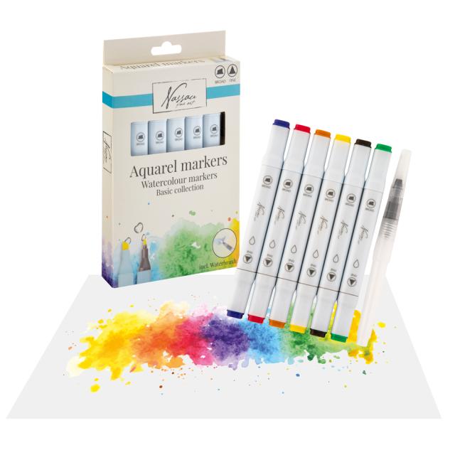 Set 6 markere acuarelabile Creative Craft, pensula cu rezervor