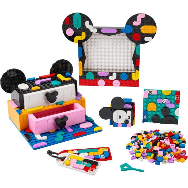 LEGO DOTS, Caseta Mickey Mouse si Minnie Mouse pentru proiecte scolare, numar piese 669, varsta 6+