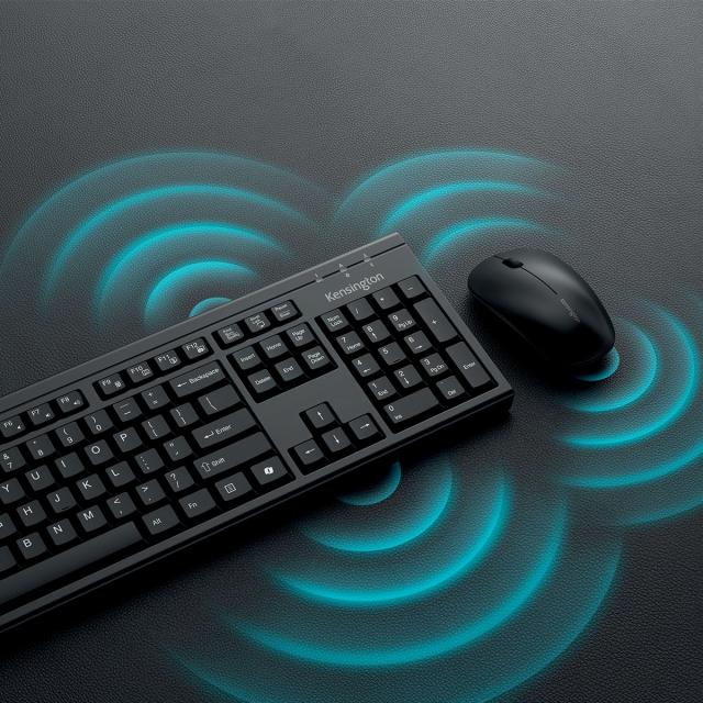 Kit tastatura + mouse Kensington EQ KM270, reincarcabil, conexiune wireless sau bluetooth, plastic partial reciclat, negru