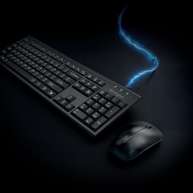 Kit tastatura + mouse Kensington EQ KM270, reincarcabil, conexiune wireless sau bluetooth, plastic partial reciclat, negru