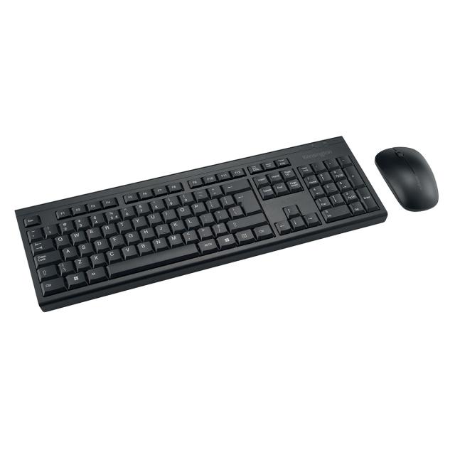 Kit tastatura + mouse Kensington EQ KM150, 2 baterii AA incluse, conexiune wireless, mouse reincarcabil, plastic partial reciclat, negru