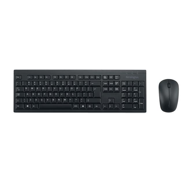 Kit tastatura + mouse Kensington EQ KM150, 2 baterii AA incluse, conexiune wireless, mouse reincarcabil, plastic partial reciclat, negru