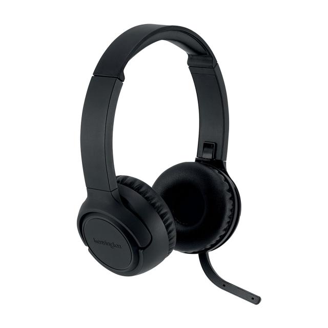 Casti Kensington EQ H1050 On-Ear, reglabile, microfon cu anulare sunet inclus, conexiune Bluetooth, plastic partial reciclat, negru