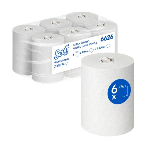 Rola prosop autocut Kimberly-Clark Scott Control Airflex, alb, 1 strat, 300 m, 6 role/bax