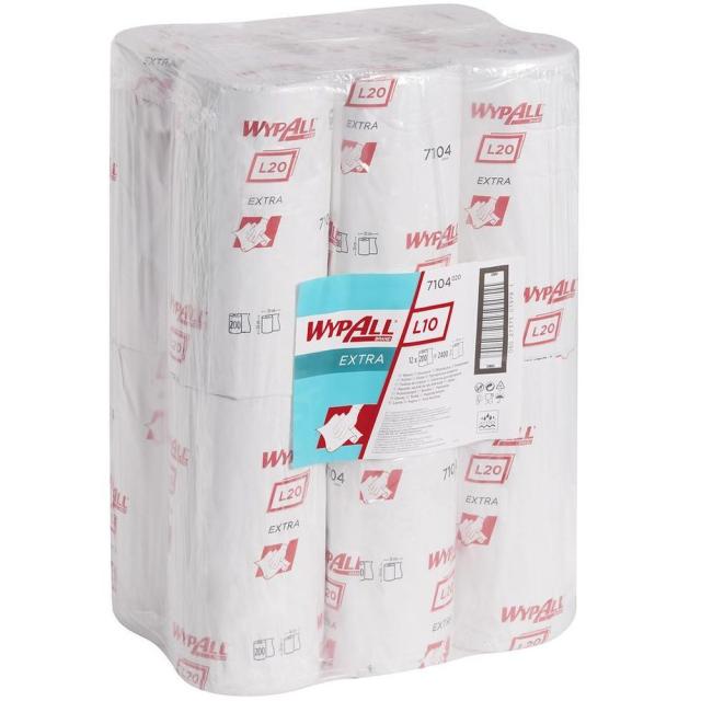 Lavete Kimberly-Clark, Wypall L10 Airflex, 1 strat, alb, 200 portii/rola, 12 role/bax