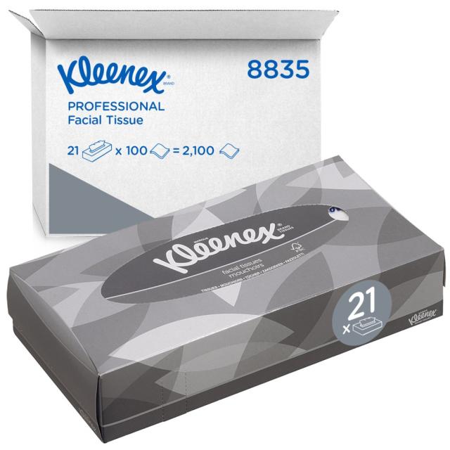 Servetele faciale Kimberly-Clark Kleenex, albe, 2 straturi, 100 bucati/cutie