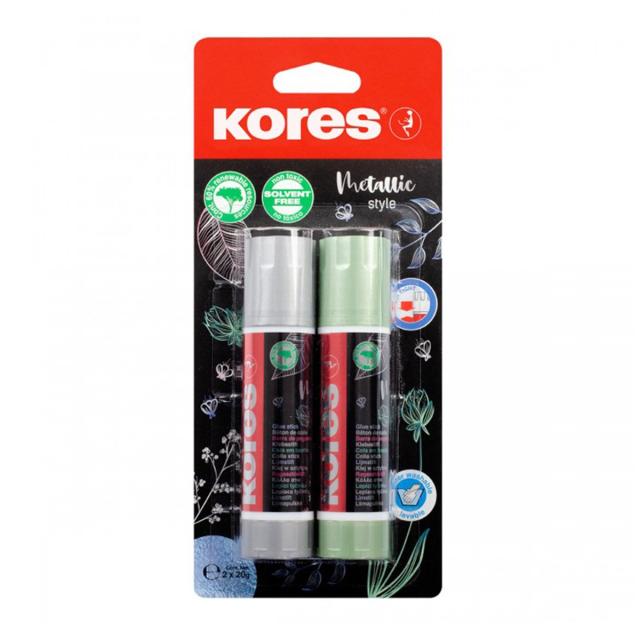 Lipici solid Kores, metalizat, 20 g, 2 bucati/blister