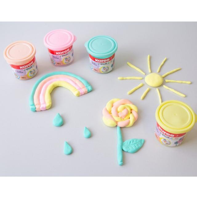 Plastilina Kores Magic Clay PASTEL, 40 g/culoare, 4 culori basic/set