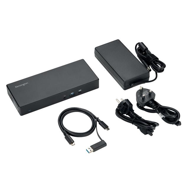 Docking Station Kensington SD4781P EQ, material partial reciclat, conexiune duala USB-C & USB-A, 100W, negru