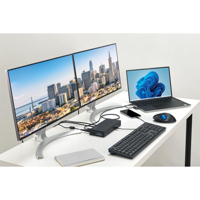 Docking Station Kensington SD4781P EQ, material partial reciclat, conexiune duala USB-C & USB-A, 100W, negru