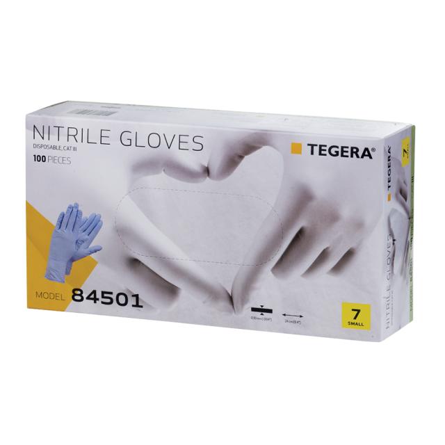 Manusi nitril, Tegera 84501, unica folosinta, 100 bucati/cutie, marimea 7