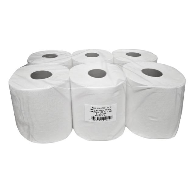 Rola prosop celuloza alba, 2 straturi, 23 x 21 cm, 600 portii, 150 m, 6 role/bax