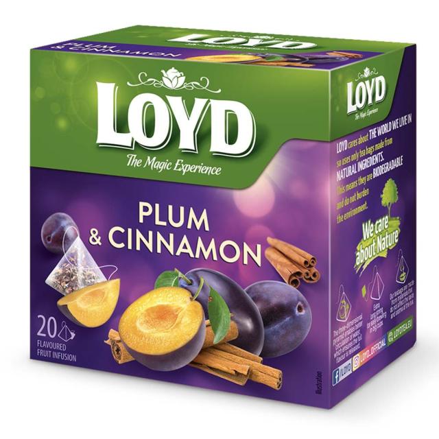 Ceai Loyd prune si scortisoara, piramida, 2 g, 20 plicuri/cutie